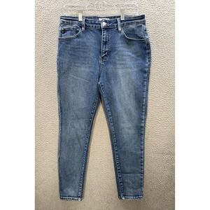 KanCan Jeans Womens 15/31 Blue Mid Rise Skinny Straight Stretch Distressed Denim
